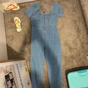 SHEIN Light Blue Denim Jumpsuit